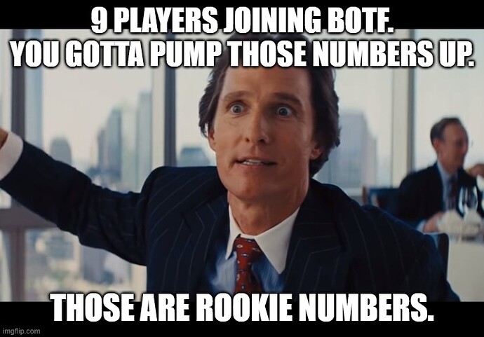 Those are rookie numbers BOTF